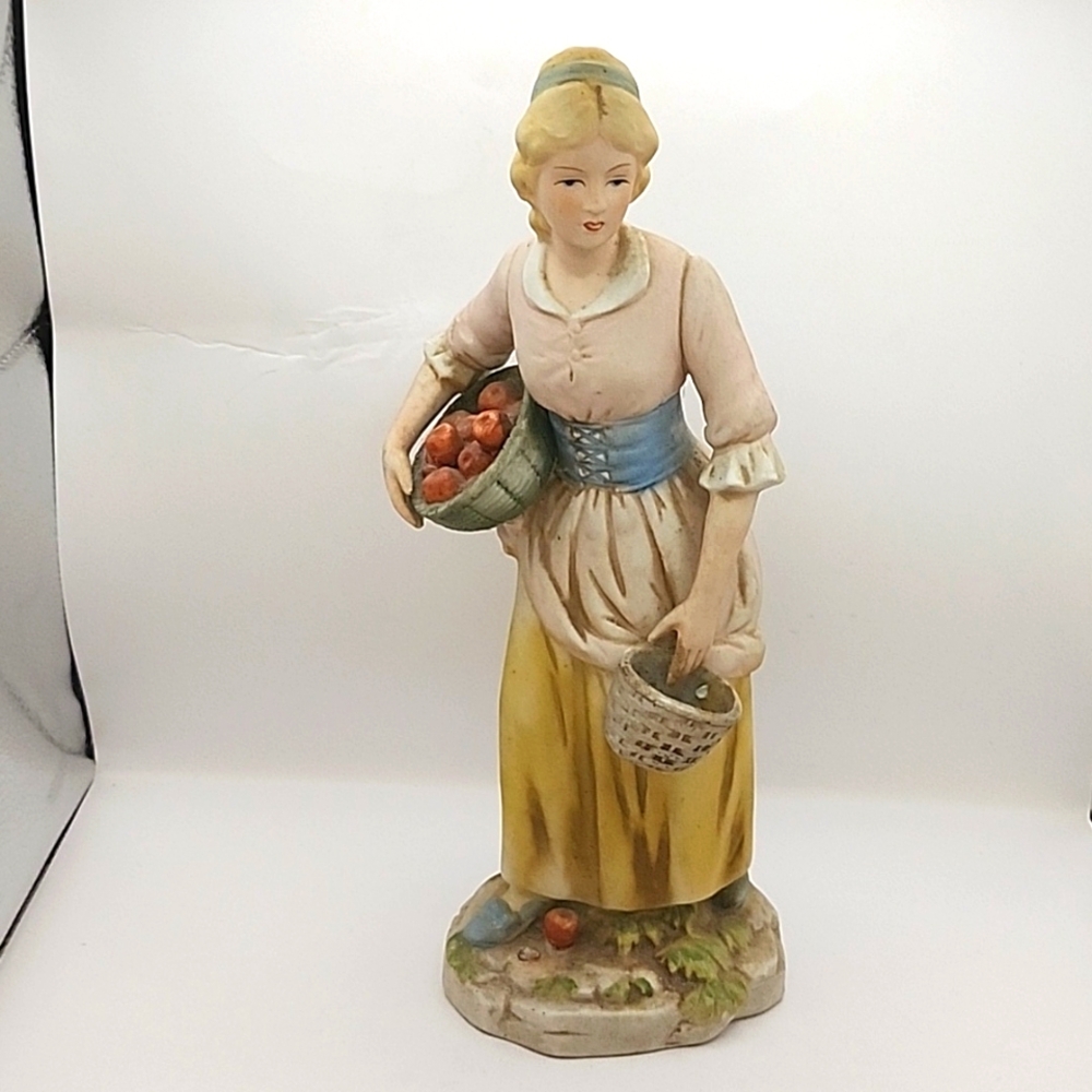 Vintage Homco Bisque Lady Farmer Figurine